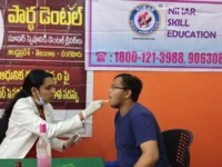 A dental checkup camp conducted at Nihar Skill Education by Partha Dental