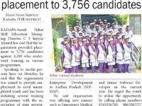 A press note published in Hans of India English daily newspaper regarding Skitll training and assured placement opportunities by Nihar Skill Education on July 25, 2023 Hans of India